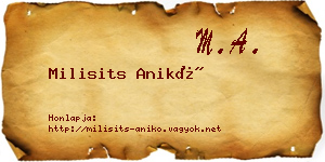 Milisits Anikó névjegykártya